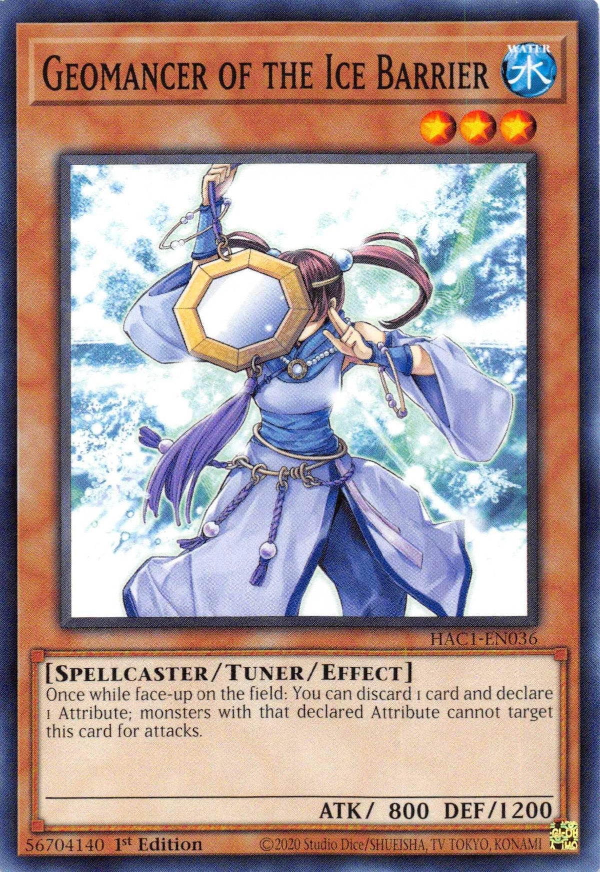 1st Edition, Hidden Arsenal: Chapter 1, Parallel Rare, Spellcaster, Tuner/Effect Monster, Water Geomancer of the Ice Barrier (Duel Terminal) [HAC1-EN036] Parallel Rare - Trading Card World