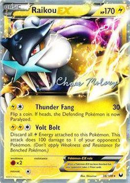 38, Fighting[×2], Lightning, Normal, Ultra Rare, World Championships 2012 Raikou EX (38/108) (Eeltwo - Chase Moloney) [World Championships 2012] - Trading Card World