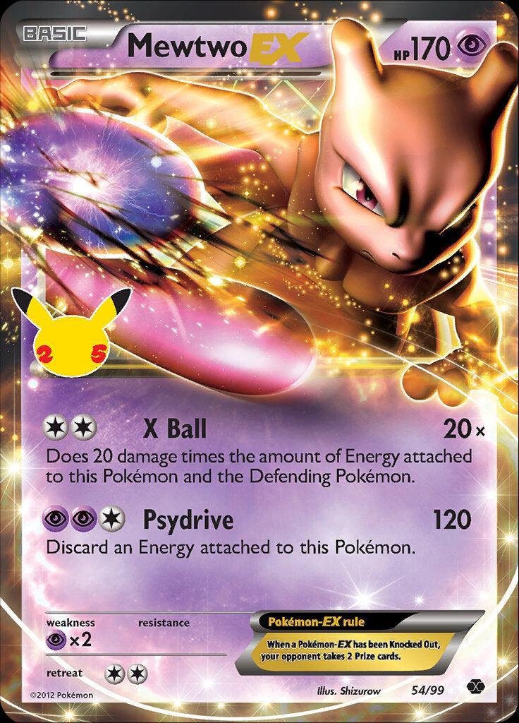 54, Celebrations: 25th Anniversary - Classic Collection, Holofoil, Psychic, Psychic [x2], Ultra Rare Mewtwo EX (54/99) [Celebrations: 25th Anniversary - Classic Collection] - Trading Card World