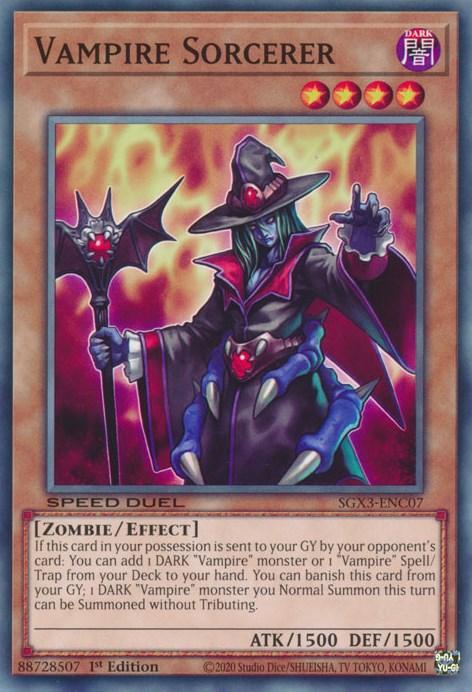 1st Edition, Common, Dark, Effect Monster, Speed Duel GX: Duelists of Shadows, Zombie Vampire Sorcerer [SGX3-ENC07] Common - Trading Card World