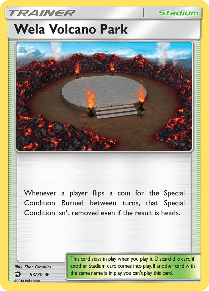 63, Normal, Reverse Holofoil, Stadium, Sun & Moon: Dragon Majesty, Uncommon Wela Volcano Park (63/70) [Sun & Moon: Dragon Majesty] - Trading Card World