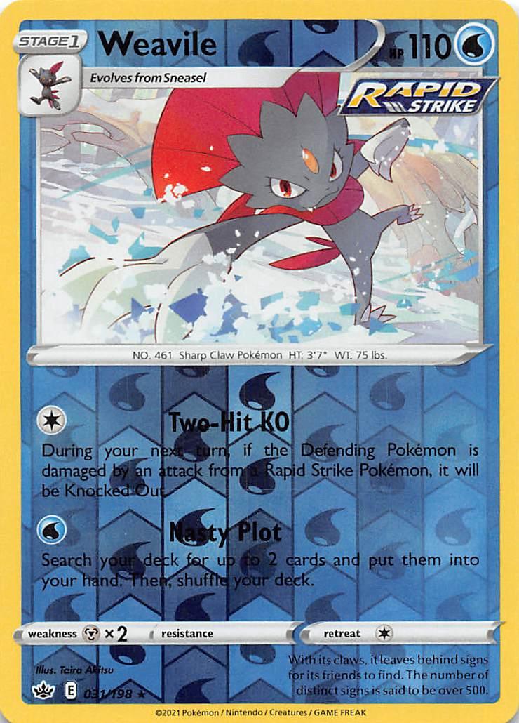 031, Holo Rare, Holofoil, Metal[x2], Reverse Holofoil, Sword & Shield: Chilling Reign, Water Weavile (031/198) [Sword & Shield: Chilling Reign] - Trading Card World