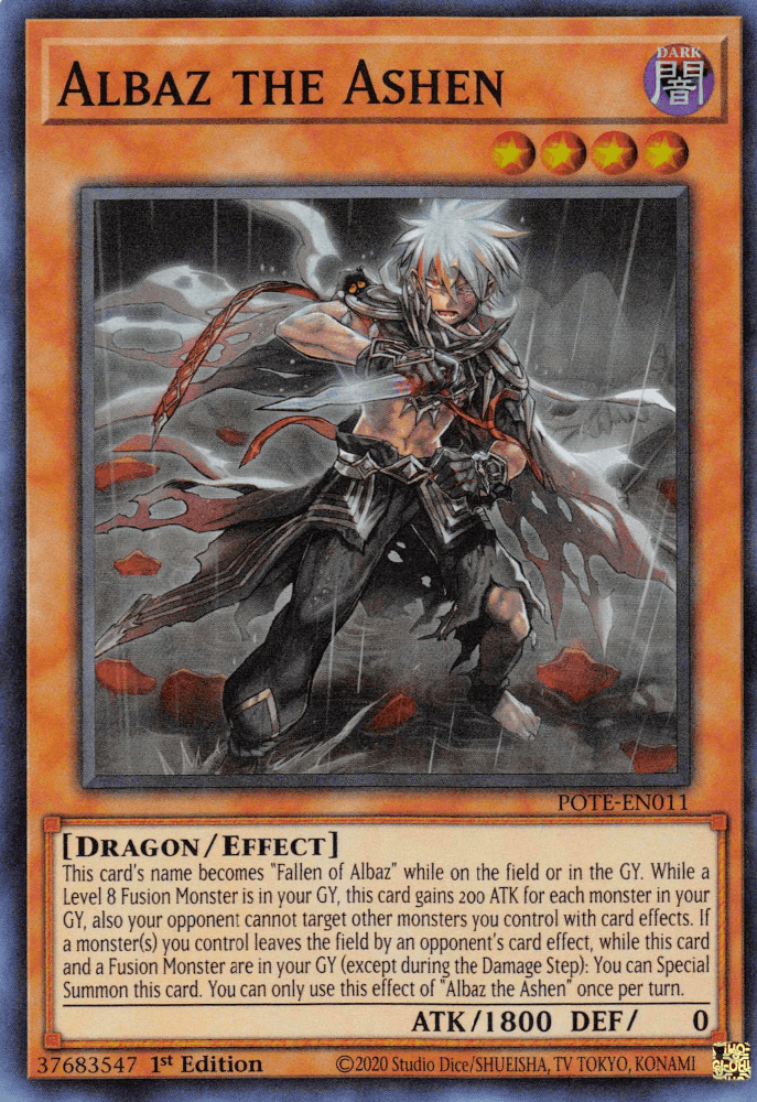 1st Edition, Dark, Dragon, Effect Monster, Power of the Elements, Super Rare, Unlimited Albaz the Ashen [POTE-EN011] Super Rare - Trading Card World