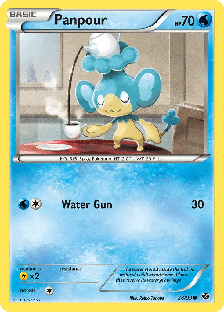 28, Black & White: Next Destinies, Common, Lightning[×2], Normal, Reverse Holofoil, Water Panpour (28/99) [Black & White: Next Destinies] - Trading Card World