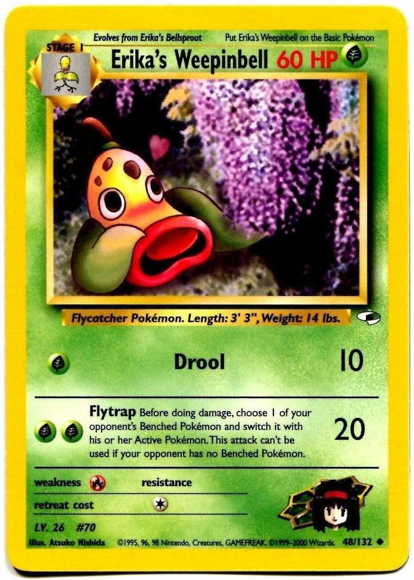 48, Fire[×2], Grass, Gym Heroes Unlimited, Normal, Uncommon Erika's Weepinbell (48/132) [Gym Heroes Unlimited] - Trading Card World