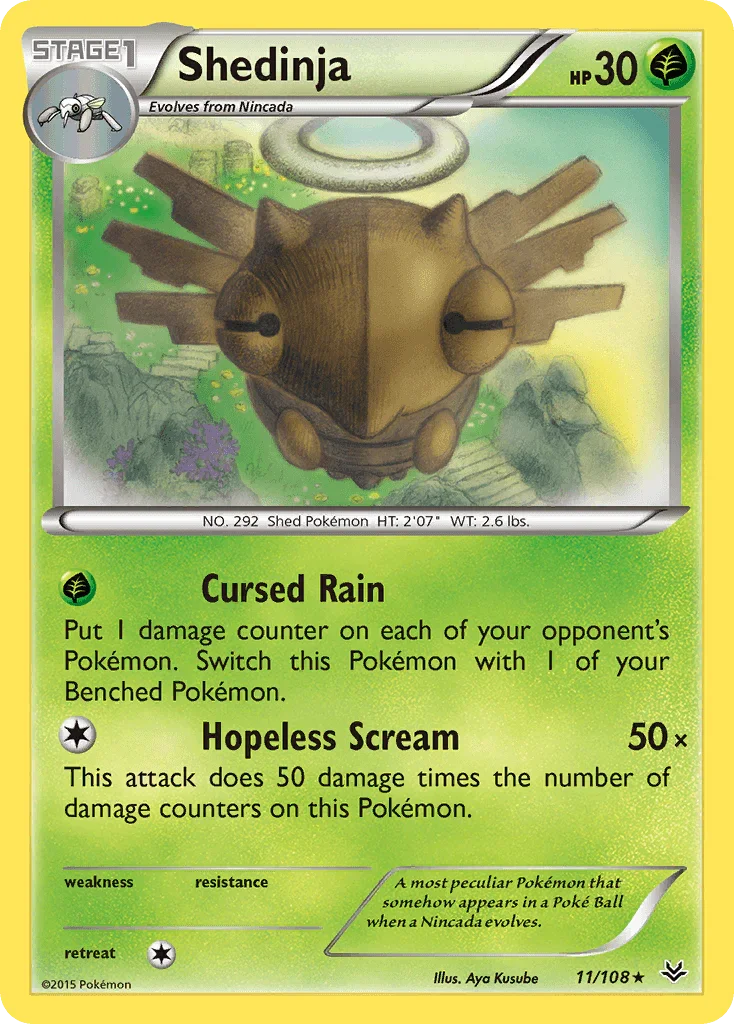 11, Grass, Normal, Rare, Reverse Holofoil, XY: Roaring Skies Shedinja (11/108) [XY: Roaring Skies] - Trading Card World