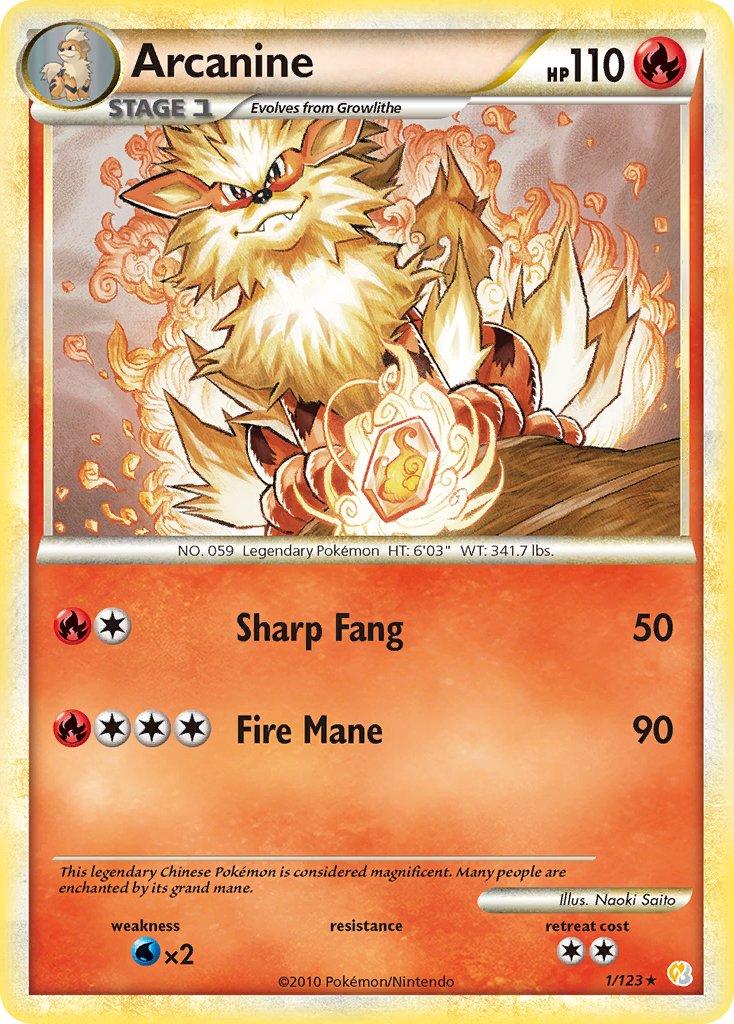 Fire, HeartGold & SoulSilver: Base Set, Normal, Rare, Water[×2] Arcanine (1/123) (Theme Deck Exclusive) [HeartGold & SoulSilver: Base Set] - Trading Card World