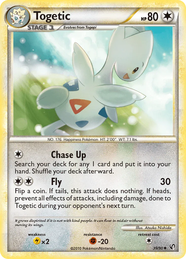 39, Colorless, Fighting[-20], HeartGold & SoulSilver: Undaunted, Lightning[×2], Normal, Reverse Holofoil, Uncommon Togetic (39/90) [HeartGold & SoulSilver: Undaunted] - Trading Card World
