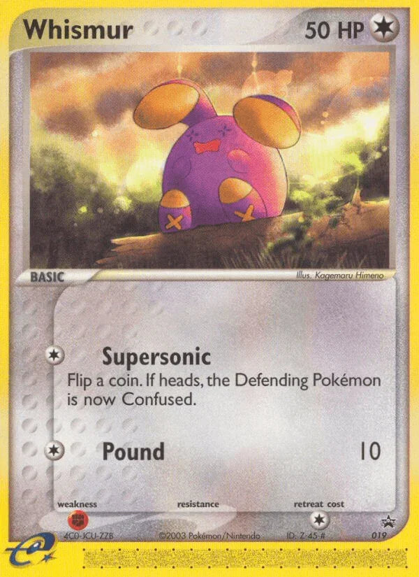 019, Colorless, Fighting[×2], Nintendo: Black Star Promos, Normal, Promo Whismur (019) [Nintendo: Black Star Promos] - Trading Card World