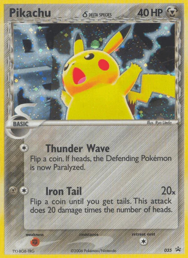 035, Black Star Promo, Fighting[×2], Holofoil, Metal, Nintendo: Black Star Promos, Normal Pikachu (035) (Delta Species) [Nintendo: Black Star Promos] - Trading Card World