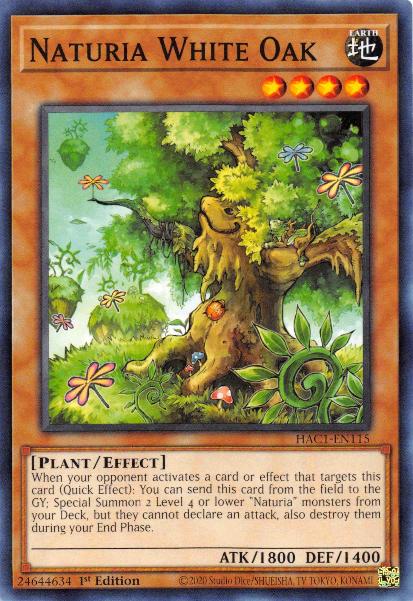 1st Edition, Earth, Effect Monster, Hidden Arsenal: Chapter 1, Parallel Rare, Plant Naturia White Oak (Duel Terminal) [HAC1-EN115] Parallel Rare - Trading Card World
