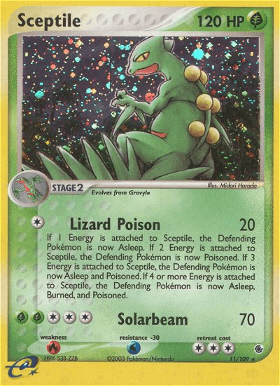 11, EX: Ruby & Sapphire, Fire[×2], Grass, Holo Rare, Holofoil, Reverse Holofoil, Water[-30] Sceptile (11/109) [EX: Ruby & Sapphire] - Trading Card World