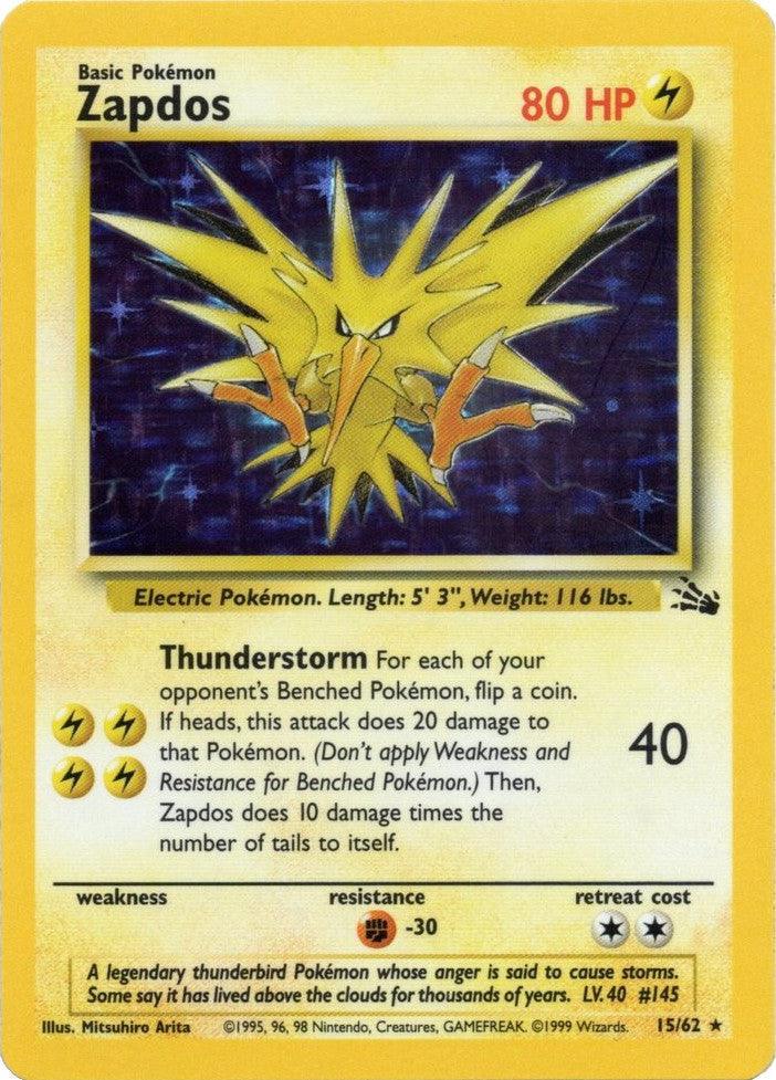 15, Fighting[-30], Fossil Unlimited, Holo Rare, Holofoil, Lightning Zapdos (15/62) [Fossil Unlimited] - Trading Card World