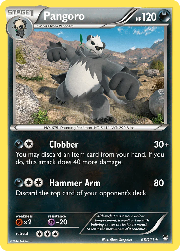 68, Darkness, Fighting[×2], Normal, Psychic[-20], Rare, Reverse Holofoil, XY: Furious Fists Pangoro (68/111) [XY: Furious Fists] - Trading Card World