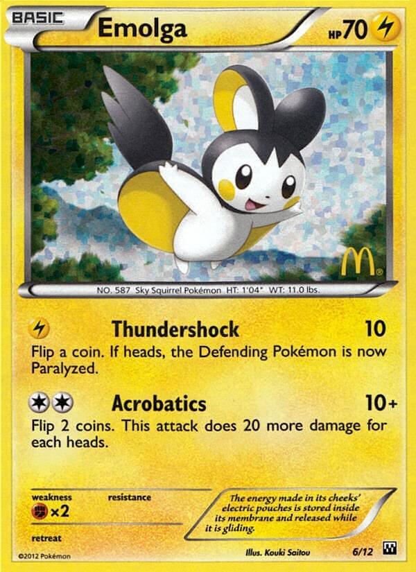Fighting[×2], Holofoil, Lightning, McDonald's Promos: 2012 Collection, Promo Emolga (6/12) [McDonald's Promos: 2012 Collection] - Trading Card World