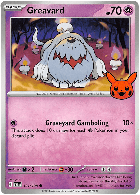 Darkness [x2], Fighting [-30], Normal, Promo, Psychic, Trick or Trade 2023 Greavard (104/198) [Trick or Trade 2023] - Trading Card World