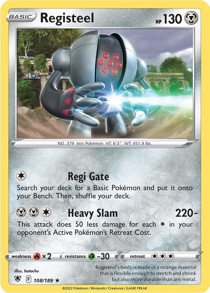 108, Fire [x2], Grass [-30], Metal, Normal, Rare, Reverse Holofoil, Sword & Shield: Astral Radiance Registeel (108/189) [Sword & Shield: Astral Radiance] - Trading Card World