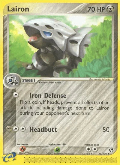 41, EX: Sandstorm, Fire[×2], Grass[-30], Metal, Normal, Reverse Holofoil, Uncommon Lairon (41/100) [EX: Sandstorm] - Trading Card World