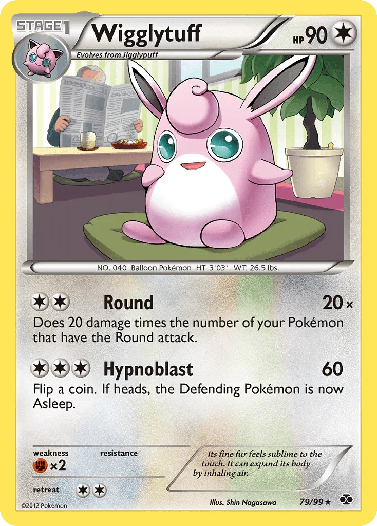 79, Black & White: Next Destinies, Colorless, Fighting[×2], Normal, Rare, Reverse Holofoil Wigglytuff (79/99) [Black & White: Next Destinies] - Trading Card World
