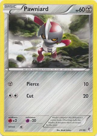 21, Fire[×2], Metal, Normal, Promo, Psychic[-20], XY: Trainer Kit 1 - Bisharp Pawniard (21/30) [XY: Trainer Kit 1 - Bisharp] - Trading Card World
