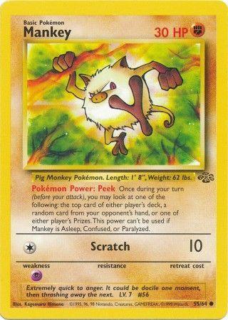 55, Common, Fighting, Jungle Unlimited, Normal, Psychic[×2] Mankey (55/64) [Jungle Unlimited] - Trading Card World