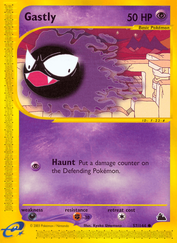 57, Common, Dark[×2], Fighting[-30], Normal, Psychic, Reverse Holofoil, Skyridge Gastly (57/144) [Skyridge] - Trading Card World