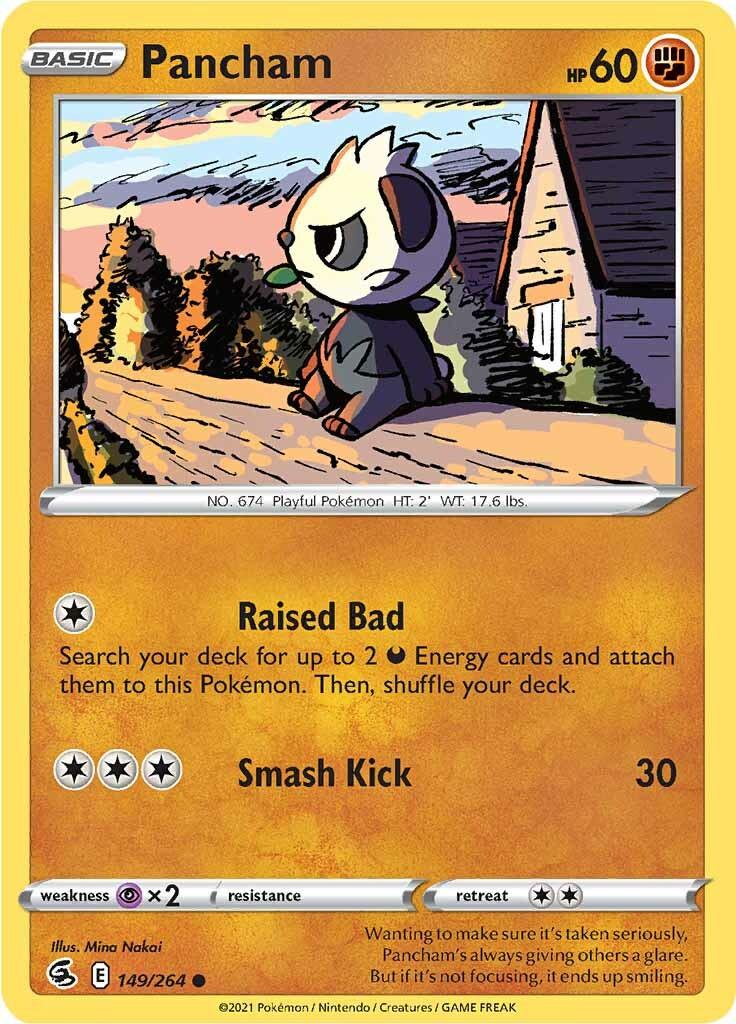 149, Common, Fighting, Normal, Psychic [x2], Reverse Holofoil, Sword & Shield: Fusion Strike Pancham (149/264) [Sword & Shield: Fusion Strike] - Trading Card World