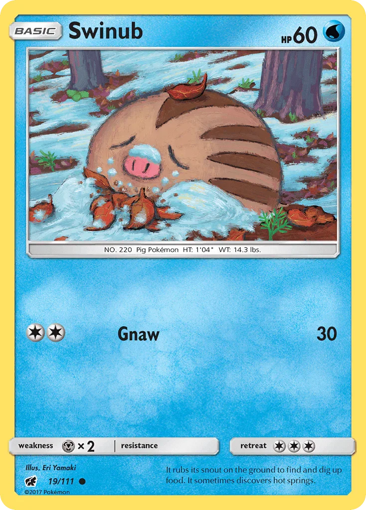 19, Common, Metal[×2], Normal, Reverse Holofoil, Sun & Moon: Crimson Invasion, Water Swinub (19/111) [Sun & Moon: Crimson Invasion] - Trading Card World