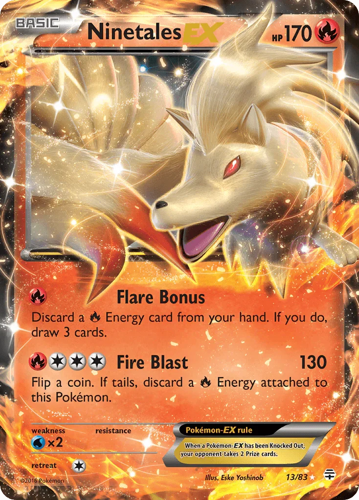 13, Fire, Holofoil, Ultra Rare, Water[×2], XY: Generations Ninetales EX (13/83) [XY: Generations] - Trading Card World