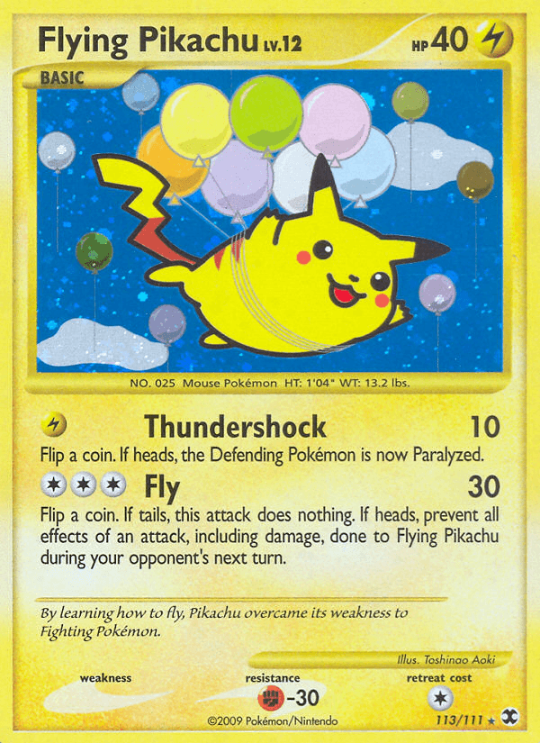 113, Fighting[-30], Holofoil, Lightning, Platinum: Rising Rivals, Secret Rare Flying Pikachu (113/111) [Platinum: Rising Rivals] - Trading Card World