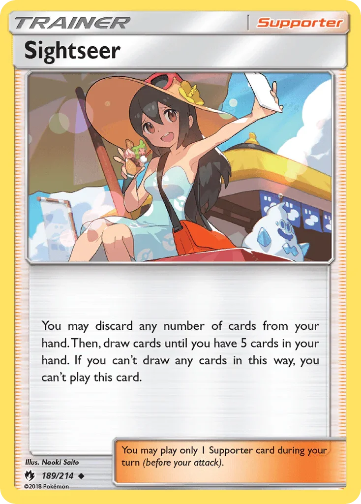 189, Normal, Reverse Holofoil, Sun & Moon: Lost Thunder, Supporter, Uncommon Sightseer (189/214) [Sun & Moon: Lost Thunder] - Trading Card World