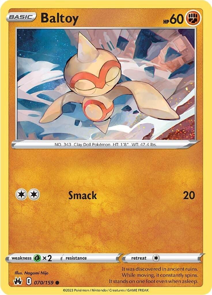 070, Common, Fighting, Grass [x2], Normal, Reverse Holofoil, Sword & Shield: Crown Zenith Baltoy (070/159) [Sword & Shield: Crown Zenith] - Trading Card World