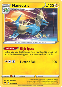 052, Fighting[×2], Lightning, Normal, Rare, Reverse Holofoil, Sword & Shield: Vivid Voltage Manectric (052/185) [Sword & Shield: Vivid Voltage] - Trading Card World