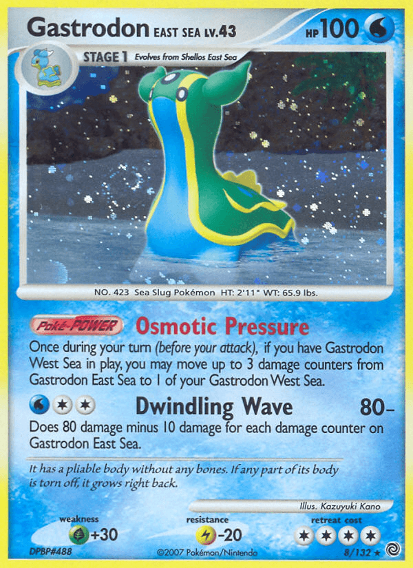 Diamond & Pearl: Secret Wonders, Grass[+30], Holo Rare, Holofoil, Lightning[-20], Reverse Holofoil, Water Gastrodon East Sea (8/132) [Diamond & Pearl: Secret Wonders] - Trading Card World
