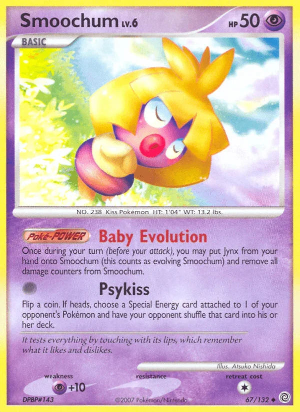 67, Diamond & Pearl: Secret Wonders, Normal, Psychic, Psychic[+10], Reverse Holofoil, Uncommon Smoochum (67/132) [Diamond & Pearl: Secret Wonders] - Trading Card World