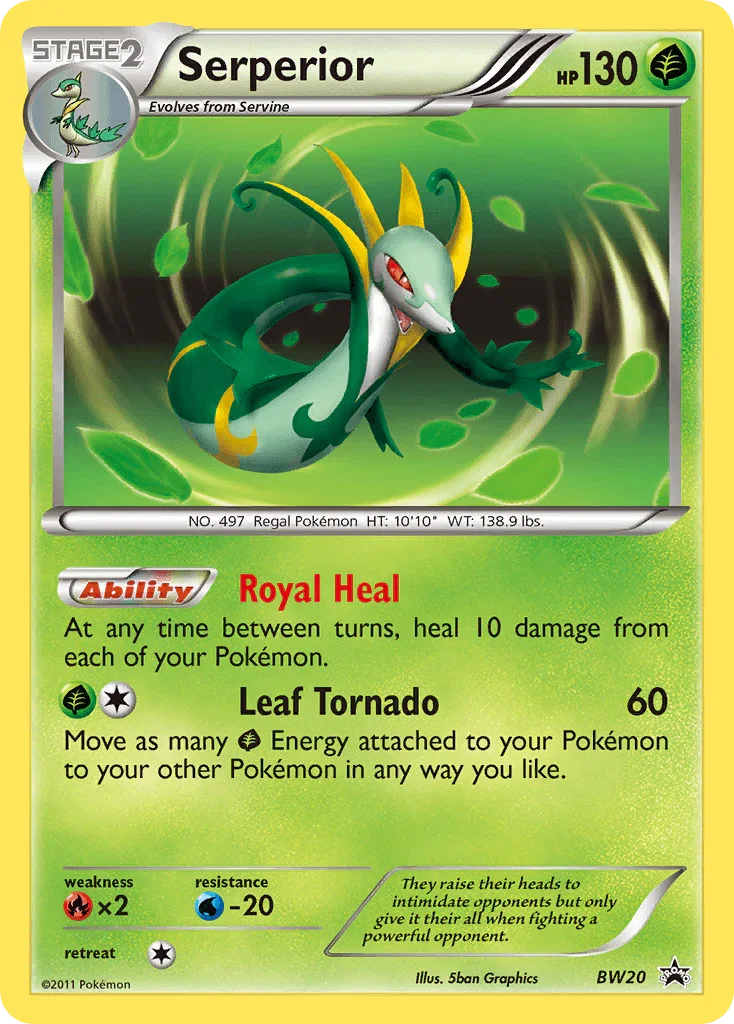 Black & White: Black Star Promos, Black Star Promo, BW20, Fire[×2], Grass, Holofoil, Water[-20] Serperior (BW20) [Black & White: Black Star Promos] - Trading Card World