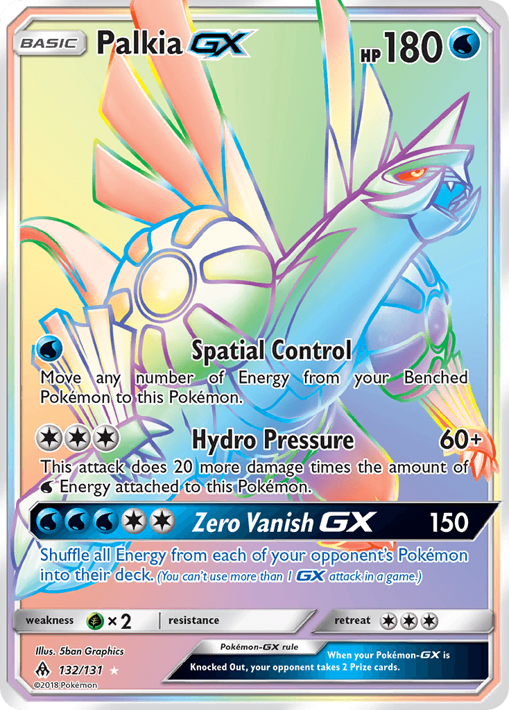 132, Grass[×2], Holofoil, Secret Rare, Sun & Moon: Forbidden Light, Water Palkia GX (132/131) [Sun & Moon: Forbidden Light] - Trading Card World