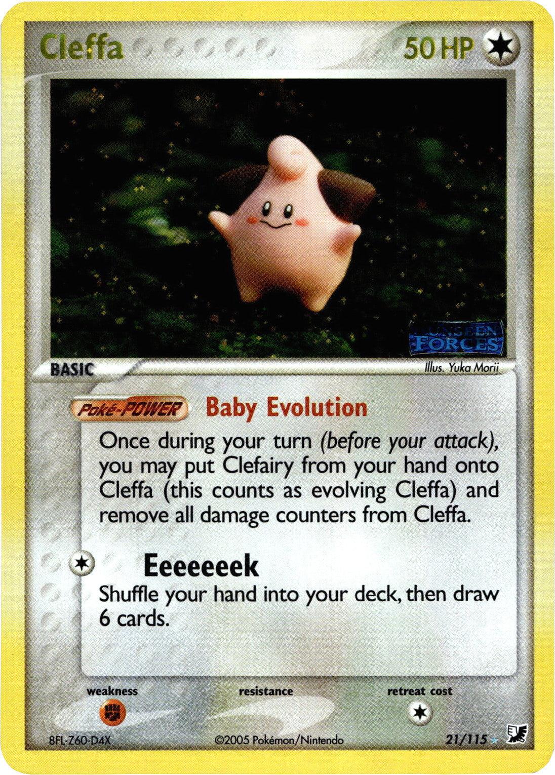 21, Colorless, EX: Unseen Forces, Fighting[×2], Rare, Reverse Holofoil Cleffa (21/115) (Stamped) [EX: Unseen Forces] - Trading Card World