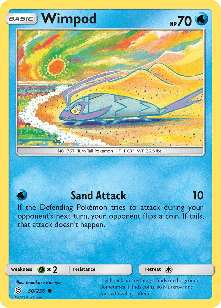 50, Common, Grass[×2], Normal, Reverse Holofoil, Sun & Moon: Unified Minds, Water Wimpod (50/236) [Sun & Moon: Unified Minds] - Trading Card World