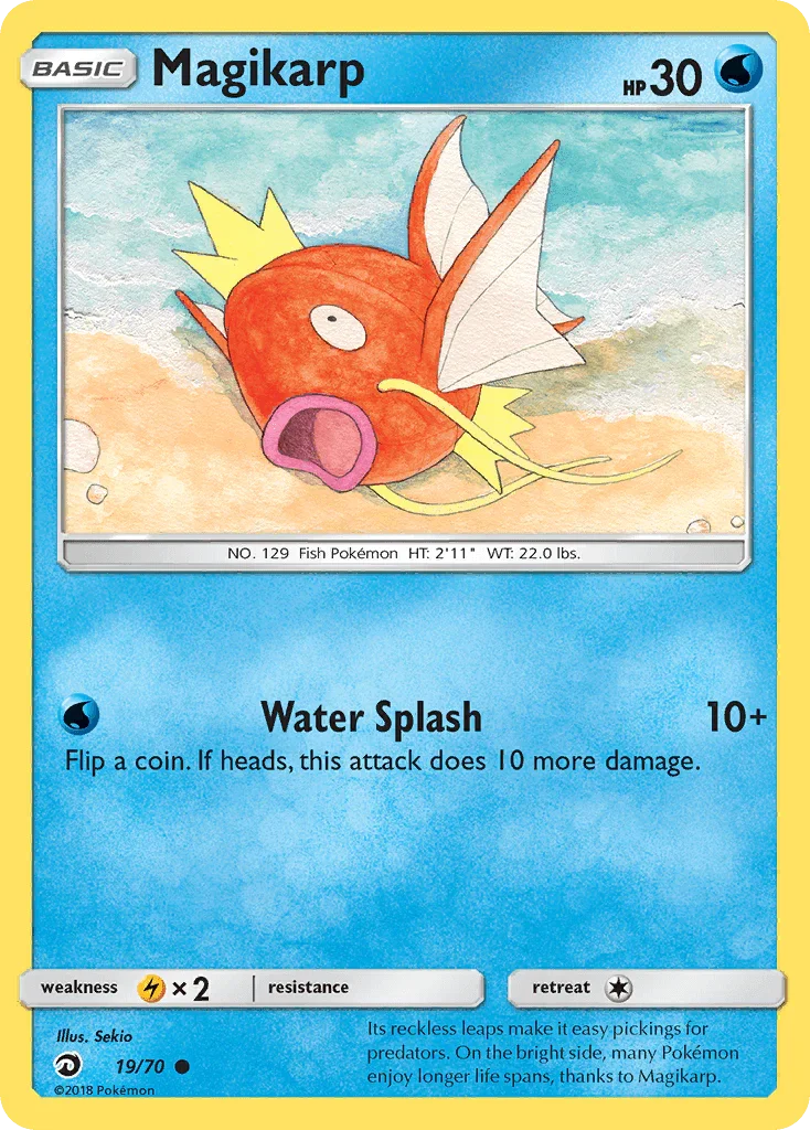 19, Common, Lightning[×2], Normal, Reverse Holofoil, Sun & Moon: Dragon Majesty, Water Magikarp (19/70) [Sun & Moon: Dragon Majesty] - Trading Card World