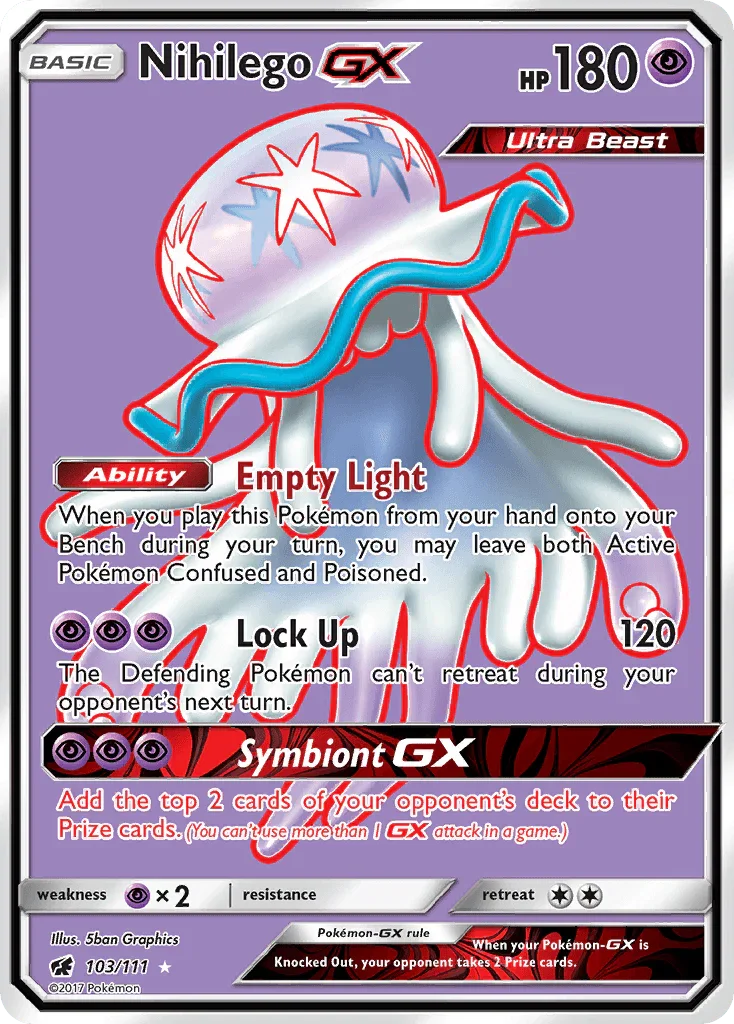 103, Holofoil, Psychic, Psychic[×2], Sun & Moon: Crimson Invasion, Ultra Rare Nihilego GX (103/111) [Sun & Moon: Crimson Invasion] - Trading Card World
