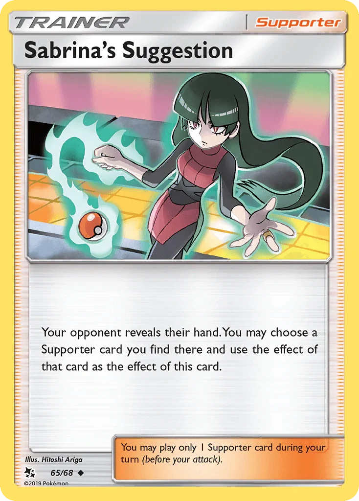 65, Normal, Reverse Holofoil, Sun & Moon: Hidden Fates, Supporter, Uncommon Sabrina's Suggestion (65/68) [Sun & Moon: Hidden Fates] - Trading Card World