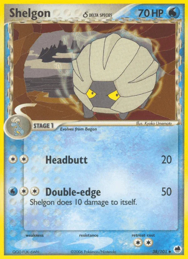 38, EX: Dragon Frontiers, Normal, Uncommon, Water Shelgon (38/101) (Delta Species) [EX: Dragon Frontiers] - Trading Card World