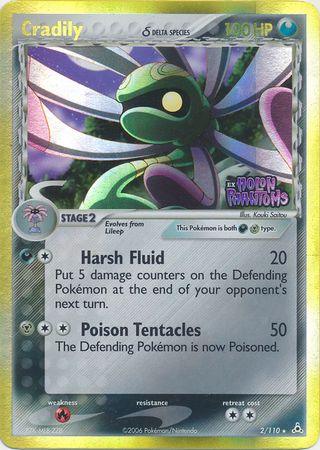Darkness, EX: Holon Phantoms, Fire[×2], Holo Rare, Metal, Reverse Holofoil Cradily (2/110) (Delta Species) (Stamped) [EX: Holon Phantoms] - Trading Card World