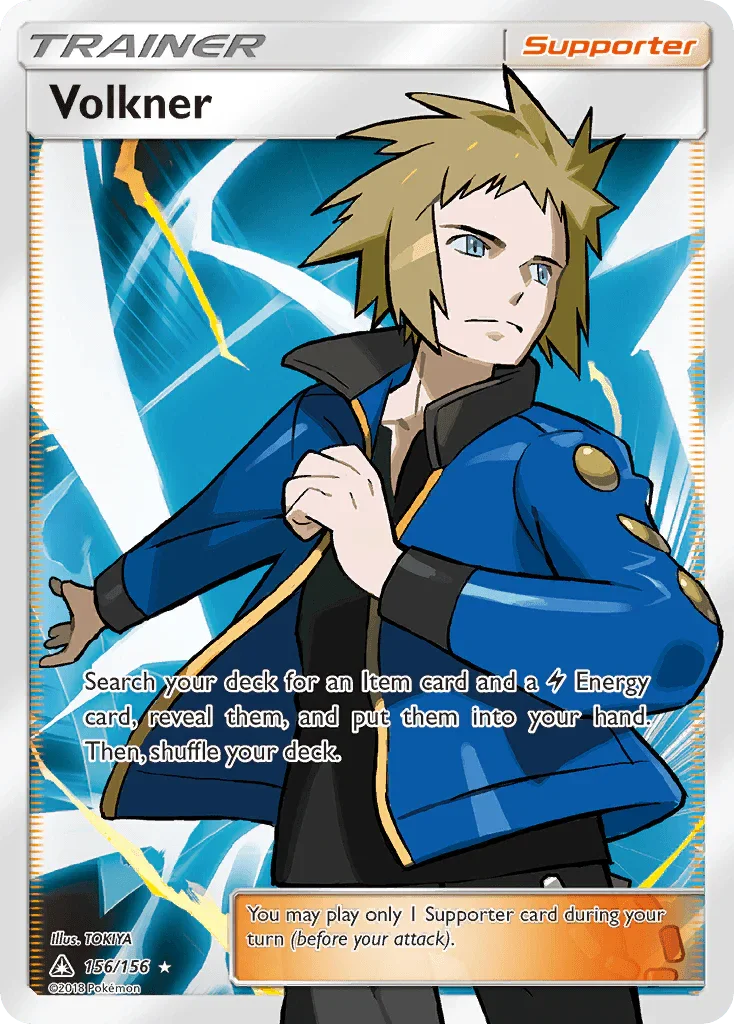 156, Holofoil, Sun & Moon: Ultra Prism, Supporter, Ultra Rare Volkner (156/156) [Sun & Moon: Ultra Prism] - Trading Card World