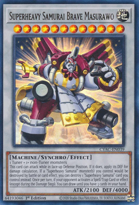 1st Edition, Cyberstorm Access, Earth, Machine, Synchro/Effect Monster, Ultra Rare Superheavy Samurai Brave Masurawo [CYAC-EN039] Ultra Rare - Trading Card World
