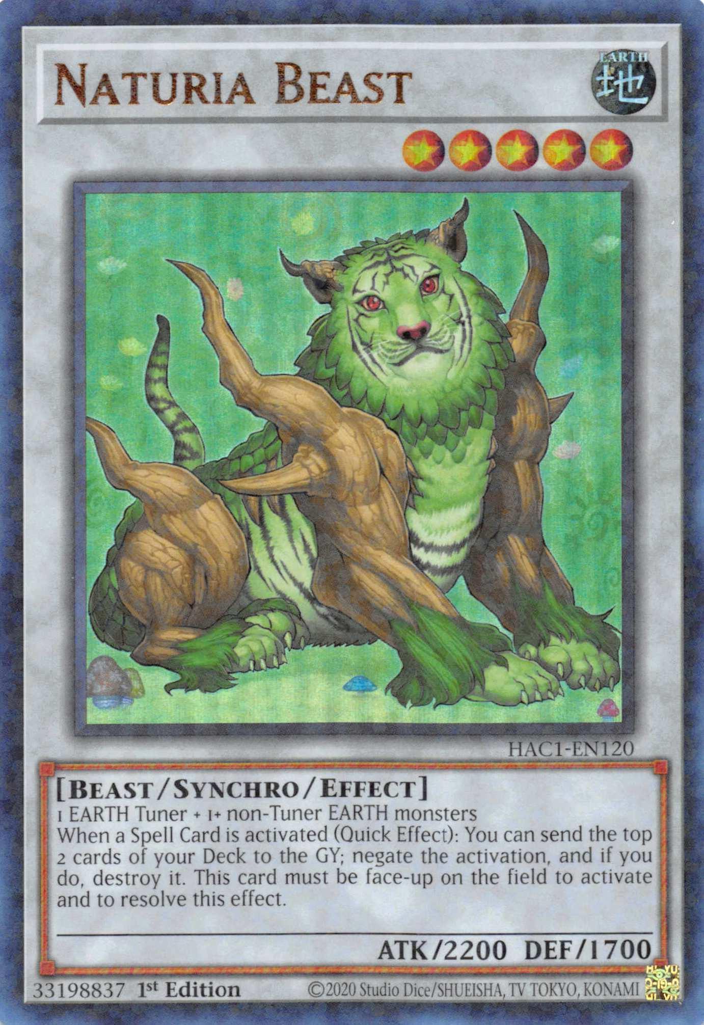 1st Edition, Beast, Earth, Hidden Arsenal: Chapter 1, Parallel Rare, Synchro/Effect Monster Naturia Beast (Duel Terminal) [HAC1-EN120] Parallel Rare - Trading Card World