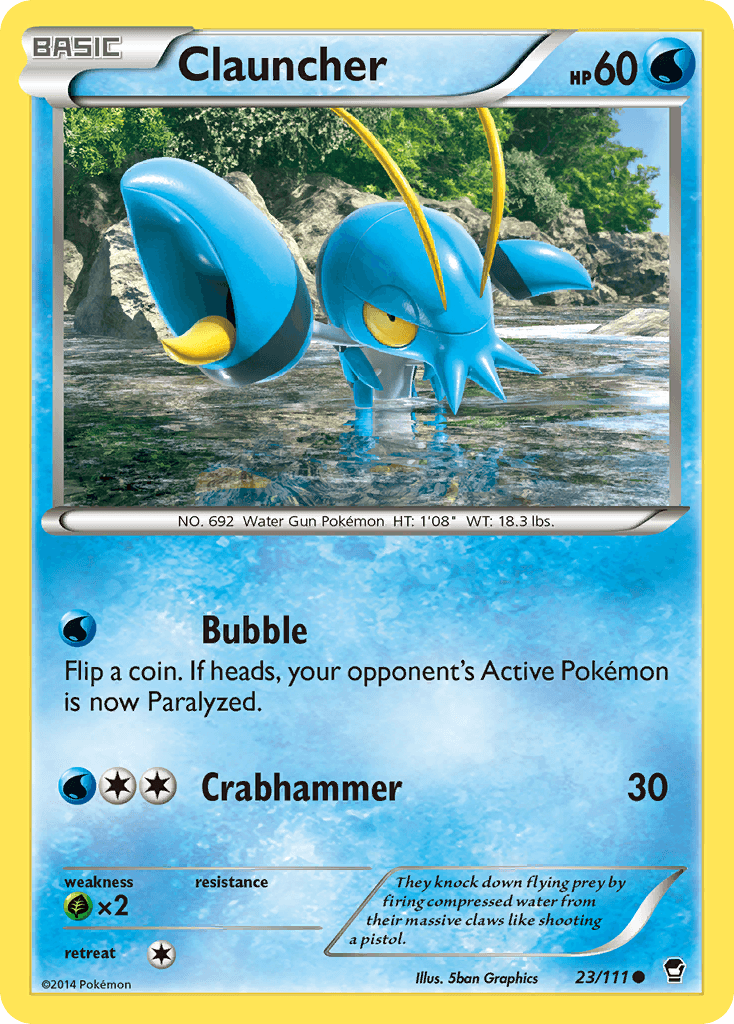 23, Common, Grass[×2], Normal, Reverse Holofoil, Water, XY: Furious Fists Clauncher (23/111) [XY: Furious Fists] - Trading Card World