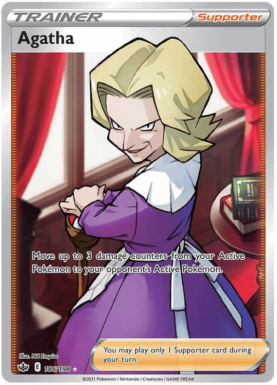 186, Holofoil, Supporter, Sword & Shield: Chilling Reign, Ultra Rare Agatha (186/198) [Sword & Shield: Chilling Reign] - Trading Card World