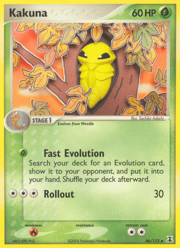 46, EX: Delta Species, Fire[×2], Grass, Normal, Uncommon Kakuna (46/113) [EX: Delta Species] - Trading Card World